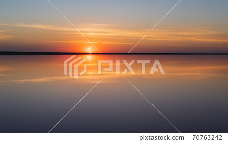 Sunset Genichesk pink  salty lake, Ukraine 70763242