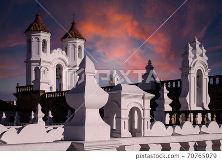 Sunset at San Felipe Neri monastery in Sucre, Bolivia 70765079