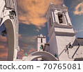 Colonial buildings in Sucre, Bolivia at sunset 70765081