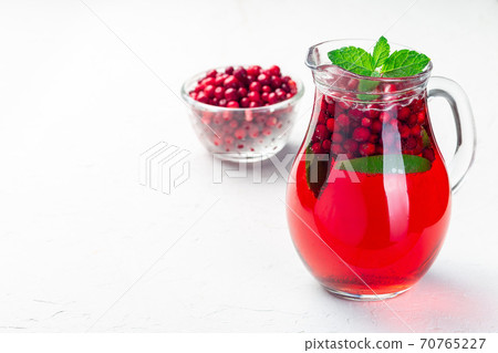 Lingonberry and lime punch or limeade in glass jar, horizontal, copy space Lingonberry and lime punch or limeade in glass jar, horizontal, copy space 70765227