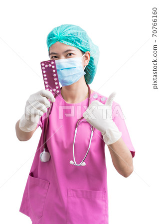 Female doctor holding birth control pills. Contraceptives in hands for safe sex, Female doctor holding birth control pills. Contraceptives in hands for safe sex, 70766160