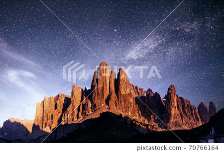 Rocky Mountains at sunset.Dolomite Alps, Italy 70766164
