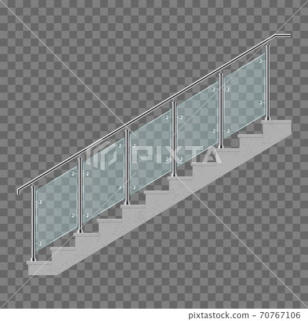 Stairs with glass railing vector illustration isolated on transparent background 70767106