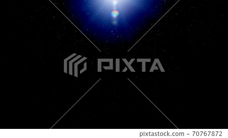 White particles illuminated by blue light from above, lens flare 70767872