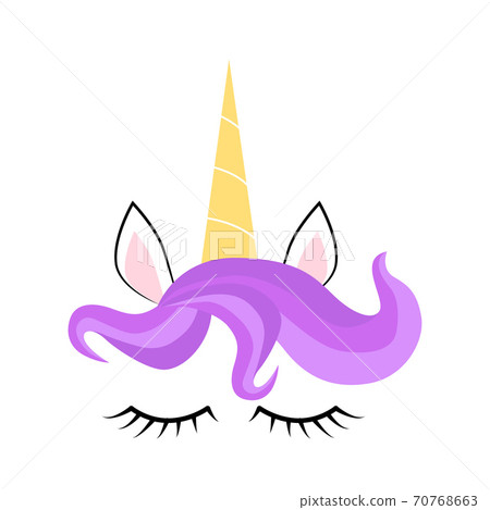 Unicorn minimalistic face horn cute sleeping 70768663