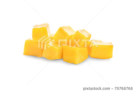 mango cube slice isolated on the white background. 70768768