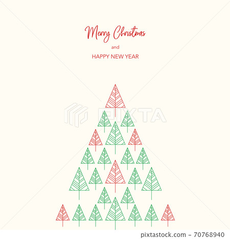 Greeting illustration of a red and green tree shaped like a Christmas tree Greeting illustration of a red and green tree shaped like a Christmas tree 70768940