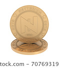 Two Netterium crypto coin smooth surface netr 3D Rendering 70769319