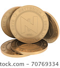 Few Netterium crypto coins smooth surface netr 3D Rendering 70769334