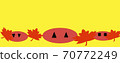 Abstract halloween holiday background. Orange pumpkins on yellow background. Space for text 70772249