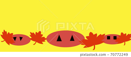 Abstract halloween holiday background. Orange pumpkins on yellow background. Space for text 70772249