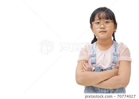 Happy little child smiling and fun isolated over in the white background, Copy space 70774027
