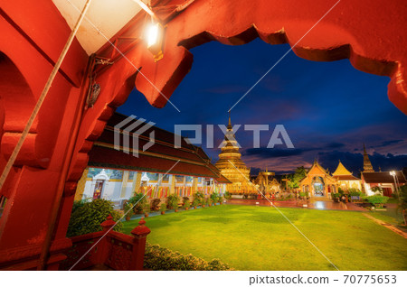 Beautiful Lanna tradinational temple wat Hariphunchai in Lamphun Thailand Beautiful Lanna tradinational temple wat Hariphunchai in Lamphun Thailand 70775653
