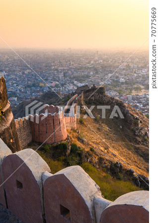 View of Jaipur city from Nahargarh Fort in Jaipur, Rajasthan, India. View of Jaipur city from Nahargarh Fort in Jaipur, Rajasthan, India. 70775669