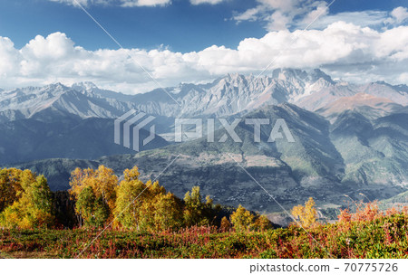Thick fog on the mountain pass Goulet. Georgia, Svaneti. Europe. Caucasus mountains Thick fog on the mountain pass Goulet. Georgia, Svaneti. Europe. Caucasus mountains 70775726