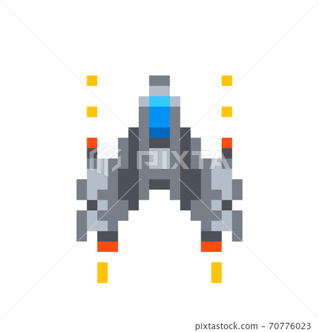 Cute little spaceship, game hero in pixel art style on white 70776023