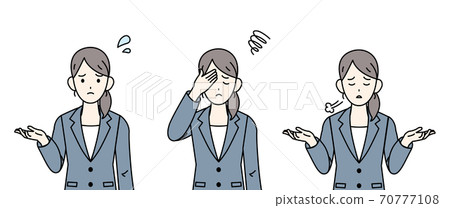 女商人，辦公室工作人員，聳聳肩，陷入困境，負面情緒 70777108