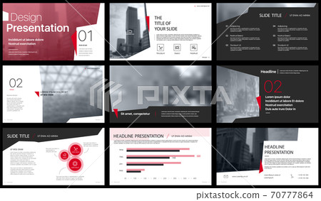 Geometric Red Presentation Element Templates. Vector infographics. For use in Presentation, Flyer and Leaflet, SEO, Marketing, Webinar Landing Page Template, Website Design, Banner.