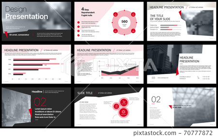 Geometric Red Presentation Element Templates. Vector infographics. For use in Presentation, Flyer and Leaflet, SEO, Marketing, Webinar Landing Page Template, Website Design, Banner.