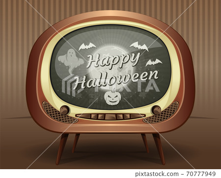Vector Halloween greeting card in retro style Vector Halloween greeting card in retro style 70777949