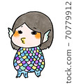 Handwritten style Amabie hair change watercolor 70779912