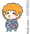 Handwritten style Amabie hair change watercolor 70779913