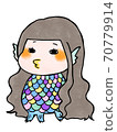Handwritten style Amabie hair change watercolor 70779914