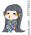 Handwritten style Amabie hair change watercolor 70779915