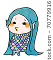 Handwritten style Amabie hair change watercolor 70779916