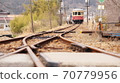Retro trains and railroad tracks 70779956