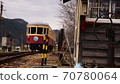 Retro trains and railroad crossings 70780064