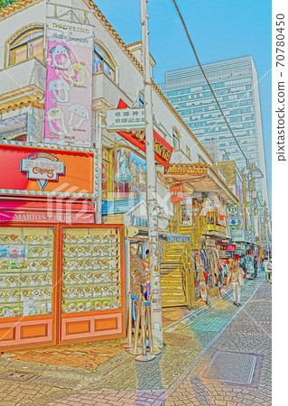 [動漫風格]東京的城市風光原宿竹下通周圍的城市風光 70780450