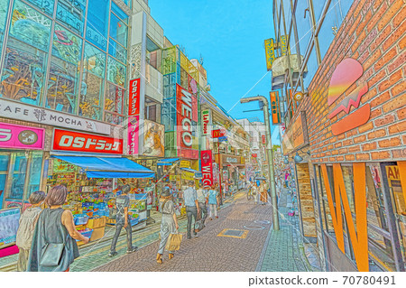 [Anime style] Cityscape of Tokyo Scenery around Harajuku Takeshita Street 70780491