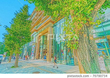 [動漫風格]原宿站周邊的東京都市風光 70780734