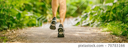 Run city woman running shoes jogging fast panoramic banner active healthy lifestye person training outdoors in summer background. Run city woman running shoes jogging fast panoramic banner active healthy lifestye person training outdoors in summer background. 70783166