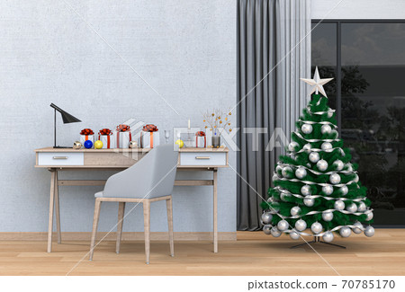 Christmas interior workspace room. 3d render 70785170