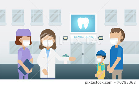 Dental clinic with medical staff and patient Dental clinic with medical staff and patient 70785368