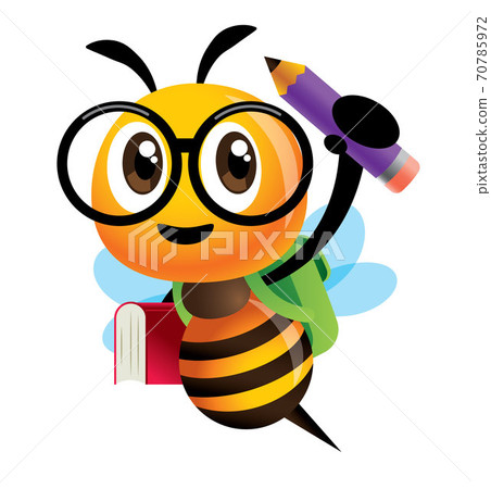 Back To School Cartoon Cute Bee Character Stock Illustration