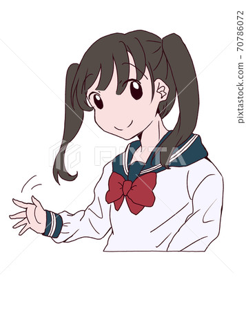 初中女孩揮舞著 70786072