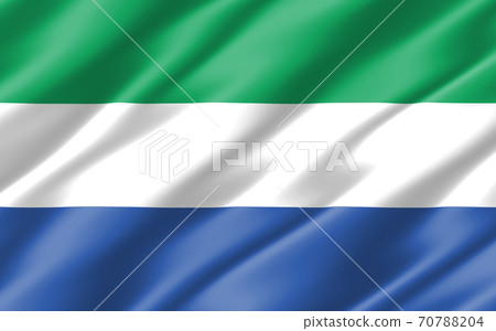 Silk wavy flag of Sierra Leone graphic. Wavy Sierra Leonean flag 3D illustration. Rippled Sierra Leone country flag is a symbol of freedom, patriotism and independence. Silk wavy flag of Sierra Leone graphic. Wavy Sierra Leonean flag 3D illustration. Rippled Sierra Leone country flag is a symbol of freedom, patriotism and independence. 70788204