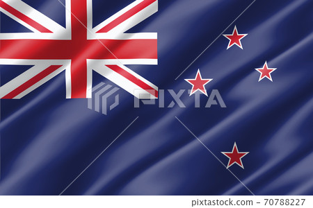 Silk wavy flag of New Zealand graphic. Wavy New Zealander flag 3D illustration. Rippled New Zealand country flag is a symbol of freedom, patriotism and independence. 70788227