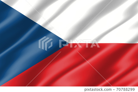 Silk wavy flag of Czech Republic graphic. Wavy Czechia flag 3D illustration. Rippled Czech Republic country flag is a symbol of freedom, patriotism and independence. Silk wavy flag of Czech Republic graphic. Wavy Czechia flag 3D illustration. Rippled Czech Republic country flag is a symbol of freedom, patriotism and independence. 70788299