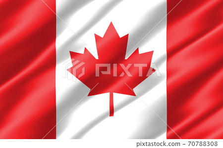 Silk wavy flag of Canada graphic. Wavy Canadian flag 3D illustration. Rippled Canada country flag is a symbol of freedom, patriotism and independence. 70788308