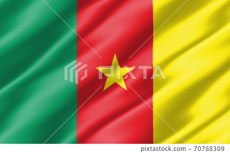 Silk wavy flag of Cameroon graphic. Wavy Cameroonian flag 3D illustration. Rippled Cameroon country flag is a symbol of freedom, patriotism and independence. Silk wavy flag of Cameroon graphic. Wavy Cameroonian flag 3D illustration. Rippled Cameroon country flag is a symbol of freedom, patriotism and independence. 70788309