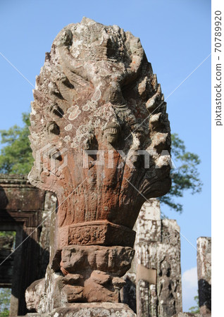 Cambodia, Angkor Thom, Bayon, Naga (snake god) and Garuda Cambodia, Angkor Thom, Bayon, Naga (snake god) and Garuda 70789920