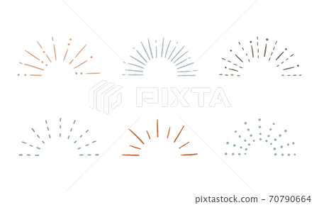 Handwritten sunbeam, sunburst set / attention / awareness / point / concentration / surprise / decoration / decoration / important 70790664