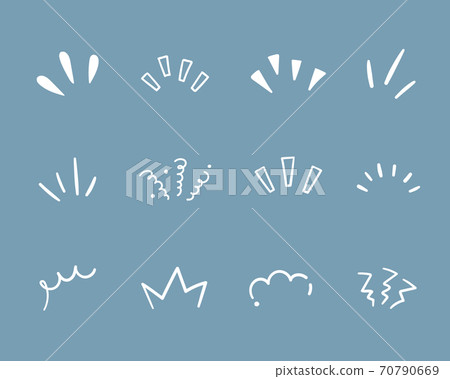 Handwritten notice line, attention mark set / point / concentration / surprise / decoration / decoration / sun line / surprise / understanding 70790669