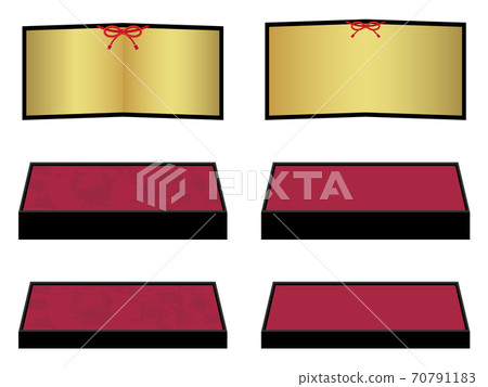 Gold folding screen and Japanese style pedestal parts set Gold folding screen and Japanese style pedestal parts set 70791183