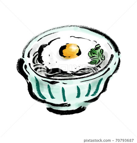 Japanese style hand-drawn brush illustration of tororo soba 70793687