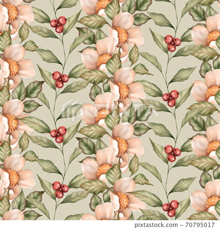 Seamless pattern with flowers and berries Seamless pattern with flowers and berries 70795017